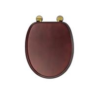 WL515202 Moulded Wood Mahogany Effect Toilet Seat, Brass Hinges, 48 x 38 x 7 cm