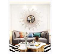 WLABCD Mirror Wall Mirror Round Large Metal Framed Round Wall Mounted Mirrors Sun Burst Design Hung for Living Room,Bedroom Hall,74Cm