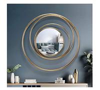 WLABCD Modern Round Iron Art Creative 3D Stereo Shape Wall Mirror, Fashion Hanging Mirror, 80L x 80W cm, Black Frame, Wall Mountable Home Decor for Living Room