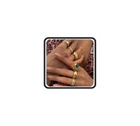 Wlahm 6Pcs Rhinestone Chunky Ring Set for Women,Shining Irregular Hollow Lava Crystal Stackable Ring Pack,Punk Striking Anniversary Jewelry Gifts, L, Metal, No Gemstone