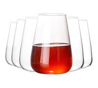 Wlasss Stemless Wine Glass, 15 oz Premium Crystal Red White Wine Glasses Set of 6, Modern Hand Blown Drinking Glasses for Wedding, Birthday,Unique Gifts