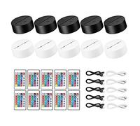 Wlauqueta 10 Pack 3D Night LED Light Lamp Base + Remote Control + USB Cable, 16 Colors Light Show Display Stand for Acrylic