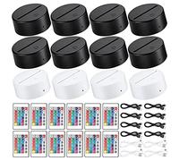Wlauqueta 12 Pack 3D Night LED Light Lamp Base 16 Colors LED Light Display Base with Remote Control for Acrylic and Resin Glass