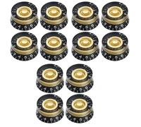 Wlauqueta 12 Pieces Series Volume Tone Speed Control Knobs for LP Style Electric Guitar Parts, Transparent Gold
