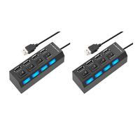 Wlauqueta 2 x 4 Ports USB 2.0 LED Hub Splitter with 4 On/Off Switches for Tablet Laptop Laptop