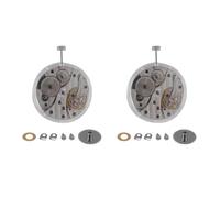 Wlauqueta 2 x Seagull ST3601 6497 Movement 6497 Homemade Fine Adjustment Semi-Mechanical Manual Two-Pin Rising Chain Movement, Silver