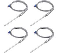 Wlauqueta 4 x Steel Temperature Probe Pt100 RTD Sensor Cable 2M 98mm 3 Wires -50-400 Celsius