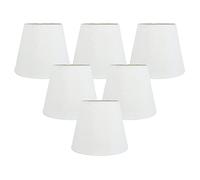 Wlauqueta 6 White Fabric Cloth Clip on Chandelier Lamp Shades, Replacement for E14 Wall Lamp Chandelier