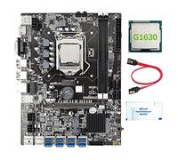 Wlauqueta B75 8 BTC Mining Motherboard + G1630 CPU + Thermal Grease + 8XUSB3.0 Cable (PCIE 1X) GPU Slot LGA1155 DDR3 RAM MSATA