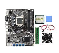 Wlauqueta B75 BTC Mini Motherboard LGA1155 8XPCIE USB3.0 G1620 CPU + Cable + Thermal Cushion + Cooling Fan + DDR3 4GB 1333MHz RAM Minor