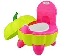 Wlauqueta Cute Cartoon Folding Potty Chair Portable Plastic Toilet Seat Pumpkin - Pink + Green