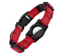 Wlauqueta Dog Collar Reflective Air Tag for Airtags - and Adjustable Red