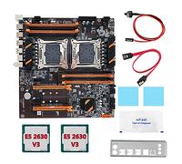 Wlauqueta Motherboard Dual CPU X99+2 CPU XE5 2630 V3+SATA Cable+Cabinet+Thermal Grease LGA 2011 8XDDR4 Slot Support 2011 V3 CPU