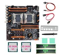 Wlauqueta Motherboard X99 Dual CPU+2XE5 2620 V3 CPU+2XDDR4 4G RECC RAM+SATA Cable+LGA 2011 8XDDR4 Slot Support 2011-V3 CPU