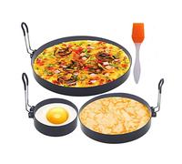 Wlauqueta Non-Stick Egg Rings, 4 Inch and 6 Inch and 8 Inch Pancake Rings, Egg Baking Mould Fried Egg Poacher with Brush for Egg Omelette Muffin