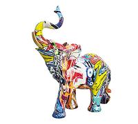 Wlauqueta Nordic Painting Graffiti Elephant Sculpture Figurine Art Colorful Elephant Statue Resin Animal Statue Decor A