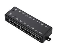Wlauqueta POE Injector 8 Ports PoE Power Adapter Ethernet Power Supply for CCTV Network POE Camera Power Over Ethernet, Black