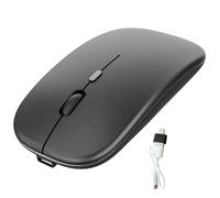 Wlauqueta Rechargeable Mouse, Ultra Silent 2.4G Mouse with USB Receiver and Type C, Suitable for Laptop, Black