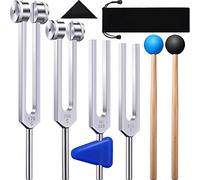 Wlauqueta Set of 4 Tuning Forks (128 Hz, 256 Hz, 512 Hz, 528 Hz) with Hammer for Healing Sound Vibration Tools