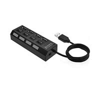 Wlauqueta USB Hub 4 Ports 2 Separator with Switch Switch with 4 Holes USB 2.0 Hub A Multifunction Hub