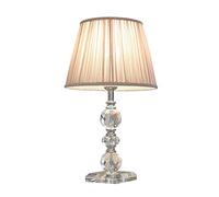 WLBHWL 20" Crystal Table Lamp Contemporary Bedside Desk Nightstand Lamp Pleated Fabric Shade For Bedroom Living Room Office College Bookcase E26 Base