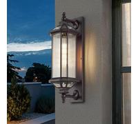 WLBHWL Black Outdoor Wall Lantern 22.8", Large Outside Farmhouse Wall Sconce Light Fixture, Industrial Wall Mount Light With Glass, Waterproof Modern Porch Lighting Exterior Lamp For House Garage
