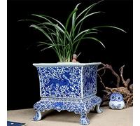 WLBHWL Chinoiserie Blue And White Chinese Porcelain Square Planter Jingdezhen Hand Painted Extra Large Flower Pots Square Porcelain
