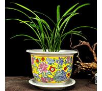 WLBHWL Chinoiserie Hand Painted Home Garden Planter Jingdezhen Extra Large Pastel Ceramic Flower Pot Indoor Outdoor Pot