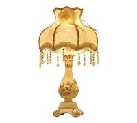 WLBHWL European Style Table Lamps Handmade Fabric Lampshade Victorian 19.7 Inch Desk Lamp Antique Painted Resin Base Bedside Light For Bedroom Living Room Office