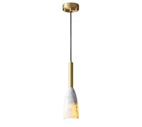 WLBHWL Farmhouse Brass Pendant Light 1-Light Natural Marble Hanging Lamp Industrial Kitchen Island Hanging Ceiling Lighting Fixture for Dining Room Bedroom Hallway