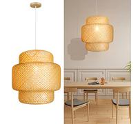WLBHWL Home Decor Bamboo Chandelier Light Fixture,rattan Nightstand Hanging Lamp,Bedroom Wicker Light Fixture,Adjustable Length Rattan Pendant Light For Table Decoration