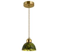 WLBHWL Mid Century Pendant Light Fixture One-Light Adjustable Natural Marble Mini Pendant Lamp Dark Green Hanging Ceiling Lighting Fixture for Kitchen Island Sink Farmhouse Home