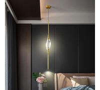 WLBHWL Modern Kitchen Island LED Modern Black/Gold Linear Pendant Light, Bedroom Bedside Table Small Pendant Light All Copper + Crystal Lamp Body 3W LED Decorative Chandelier