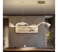 WLBHWL Modern LED Novelty Wavy Chandelier Lighting Dining Room Kitchen Island Home Decor Starry Acrylic Long Hanging Lights Restaurant Hotel Front Desk Pendant Lamps Dimming