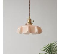 WLBHWL Nordic Milk Glass Pendant Light Mid Century Pendant Lamps Vintage Rustic Petals Ceiling Hanging Lighting Cream Coastal Adjustable Pendant Lighting For Kitchen Island Bedroom Cafe