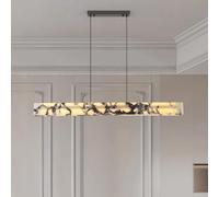 WLBHWL Wabi Sabi Natural Stone Linear Chandelier Dimmable LED Pendant Light Modern Creative Hanging Lights with Remote Control Kitchen Island Single Head Chandelier for Bathroom Dining Room