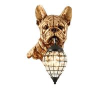 WLBHWL Wall Lamp Wall Sconce Creative Dog's Head Resin Wall Light with Globe Hollowed-Out Crystal Shade Light Fixture E27 Wall Light for Hotel Living Room Indoor Bedside Decor