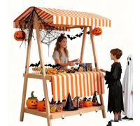 WLCGYD Foldable Vendor Stall for Street/farmers Market, Vendor Booth Display Stands for Party Pop-up Community Catering, Commercial Kiosk Stand Booth Wooden, Green Blue Yellow Pink(Orange)