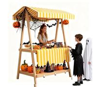 WLCGYD Foldable Vendor Stall for Street/farmers Market, Vendor Booth Display Stands for Party Pop-up Community Catering, Commercial Kiosk Stand Booth Wooden, Green Blue Yellow Pink(Yellow)