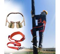 WLCGYD Pole Climbing Spikes Lineman, Reusable Iron Climbing Pole Support with Safety Harness/Professional Climbing Shoe Set, Electric Climbing Device(400mm/15.7'')