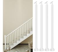 WLCGYD Stair Balusters Round White 1 2 3 5 Pack, Floor Mounted Staircase Spindles Post & Bannister Set With Adjustable Top Brackets for Wide Steps & Narrow Treads(4 pcs,28in/71.1cm)
