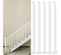 WLCGYD Stair Balusters Round White 1 2 3 5 Pack, Floor Mounted Staircase Spindles Post & Bannister Set With Adjustable Top Brackets for Wide Steps & Narrow Treads(5 pcs,35in/88.9cm)
