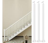 WLCGYD Stair Balusters Round White 1 2 3 5 Pack, Floor Mounted Staircase Spindles Post & Bannister Set With Adjustable Top Brackets for Wide Steps & Narrow Treads(3 pcs,30in/76.2cm)