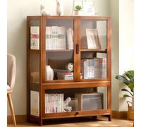 WLCNYL 3sided Transparent Acrylic Display Cabinet, Classic Double-door Display Case, Bottom Flip Door Design, 2 Colors to Choose From, Single Layer Can Bear about 20kg (Color : Brown, Size : 25.5x