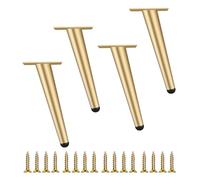 WLCNYL Adjustable Metal Sofa & Cabinet Legs Set of 4, Heavy Duty 12cm-65cm Height, 650kg Load Capacity, Round Tapered Design, Gold Finish, Includes Screws - Perfect for Furniture Replacement