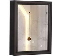 WLCNYL Bathroom Mirror Cabinet, Toilet Locker, Space Aluminum Single Door Mirror Box 2 Space, Home Fashions Cabinet Cupboard with Modern Design,Black,60x50x12cm