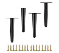 WLCNYL Heavy Duty Adjustable Metal Replacement Legs for Chairs & Sofas, 4-Pack, 650kg Load Capacity, 12-65cm Adjustable Height, Tapered Round Black Desk Legs with Screws