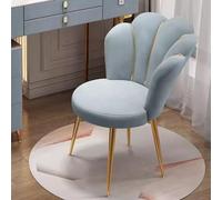 WLCNYL Makeup Chair, Velvet Vanity Chair for Bedroom，with Gold Plating Metal Legs Vanity Stool, Leisure Vanity Chairs for Living Room Cafe (Color : Haze blue)
