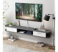 WLCNYL Modern Floating TV Unit, Entertainment Center with Storage, Wall-Mounted floating tv console, Floating Shelf for Under TV, Storage Cabinet(Gray+white,120 * 22 * 20cm)