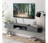 WLCNYL Modern Floating TV Unit, Entertainment Center with Storage, Wall-Mounted TV Console, Floating Shelf for Under TV, Storage Cabinet (Grey, 140 * 22 * 20cm)